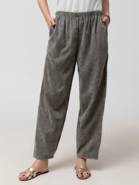 

Soft Thick Cotton Pockets Pants, Gray, Pants