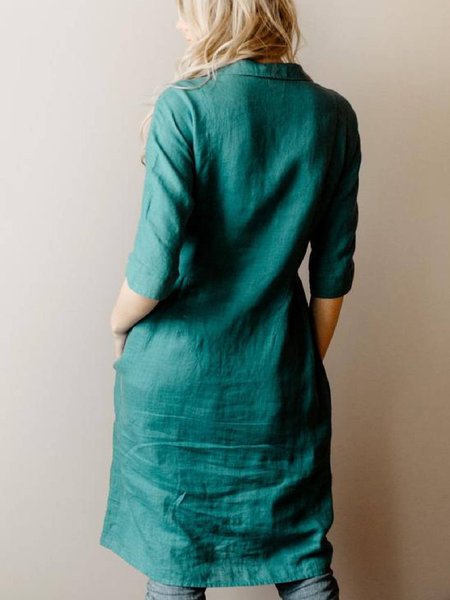 

Green Half Sleeve Casual Shawl Collar Dresses, Dresses