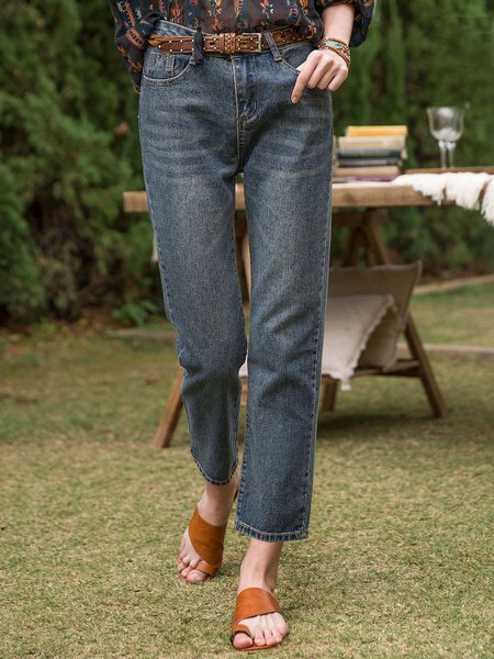 

Women Cotton Simple & Basic Easy-fit Jean, Denim blue, Jeans