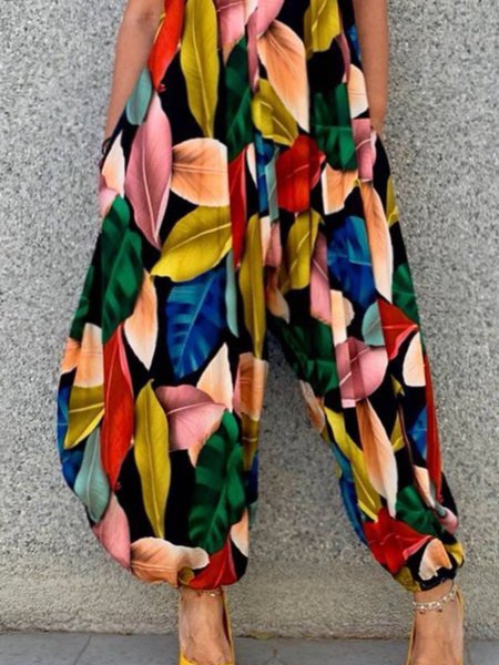 

Multicolor Leaf Holiday Spaghetti Pockets One-Pieces, Jumpsuits