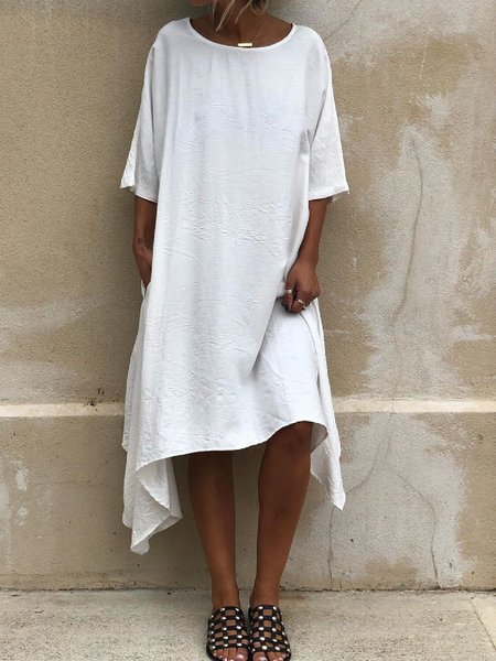 

Casual Plus Size Short Sleeve Dresses, White, Casual Dresses