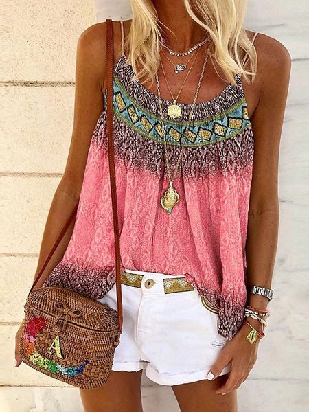 

Casual Chiffon T-shirt & Top, Rose red, Tank Tops
