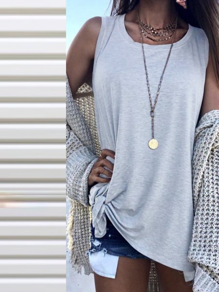 

Top senza maniche Tinta unita Tinta unita, Grigio, Tank Top