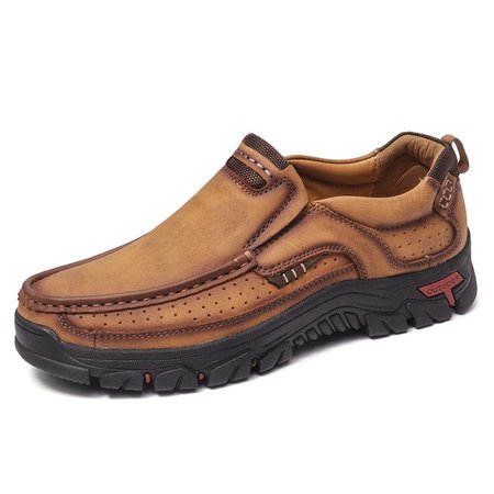 

Men Non Slip Wear Resistant Outdoor Casual Leather Shoes, Yellow, Men Shoes