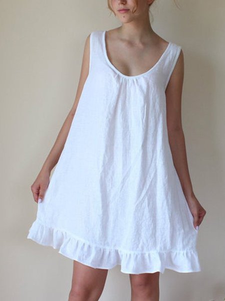

Abito Donna Casuale da Vacanza Dritto di Cotone, Bianco, Mini Dresses