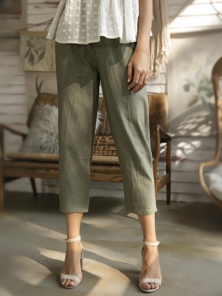 

Army Green Casual Shift Pants, Bottoms