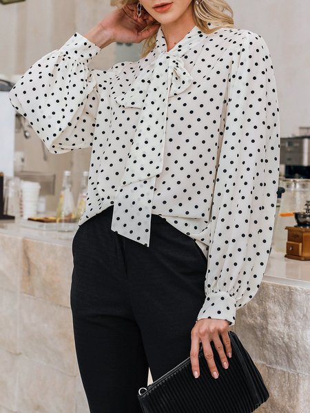 

White-Black Work Polka Dots Shirts & Tops, I.F.E