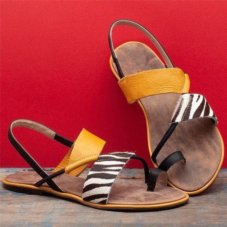

Women Casual Daily Toe Ring Slip On Flat Sandals, Yellow, Sandals