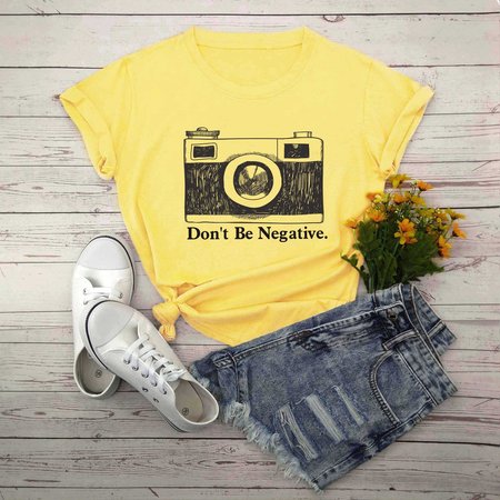 

T-Shirt a Girocollo, Giallo, T-Shirts