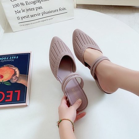 

Pvc Solid Summer Block Heel Slippers, Purple, Pullovers