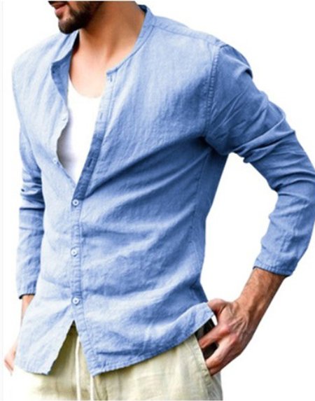 

Men's Casual Linen Shirts, Sky blue, Shirt