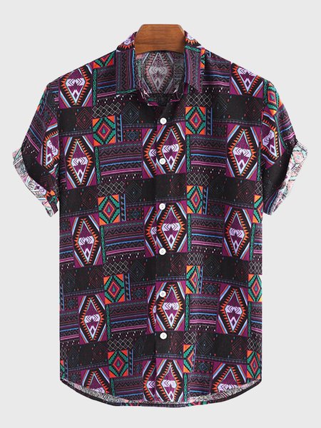 

Camicia Stampata da Spiaggia, Viola, Men's Top