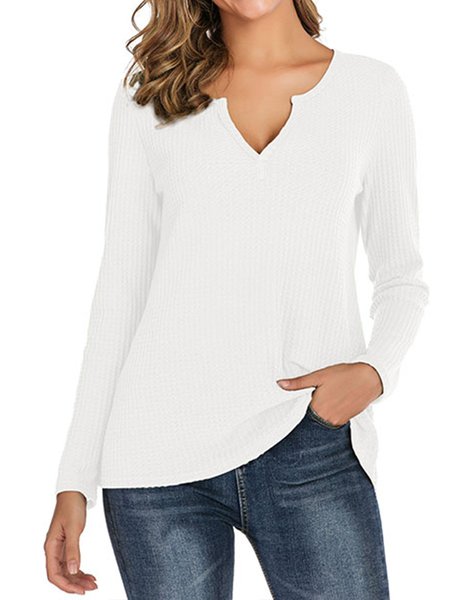 

Embossed Long Sleeve Casual Shift Tops, White, Shirts & Blouses