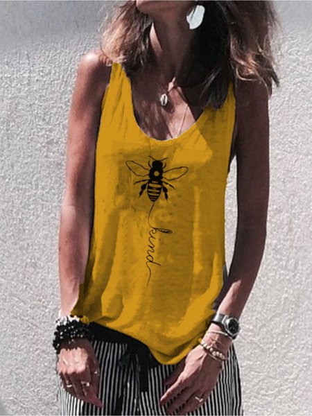 

European and American summer casual personality printed vest, Yellow, Tops