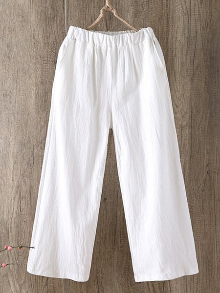 

Solid Shift Pants, White, Bottoms