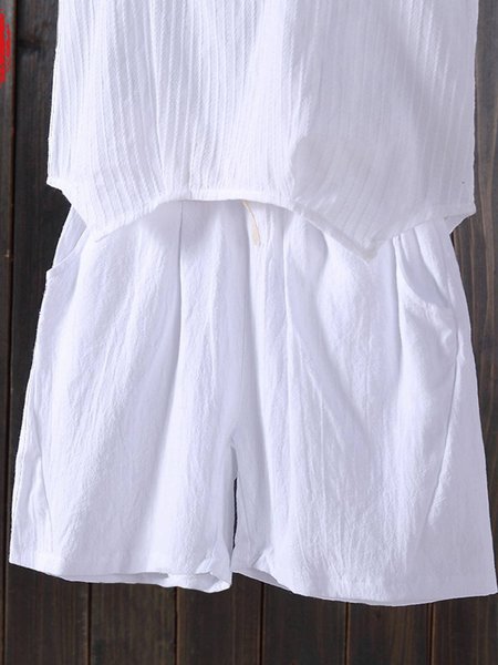 

Pantaloni di Cotone Tinta unita, Bianco, Shorts