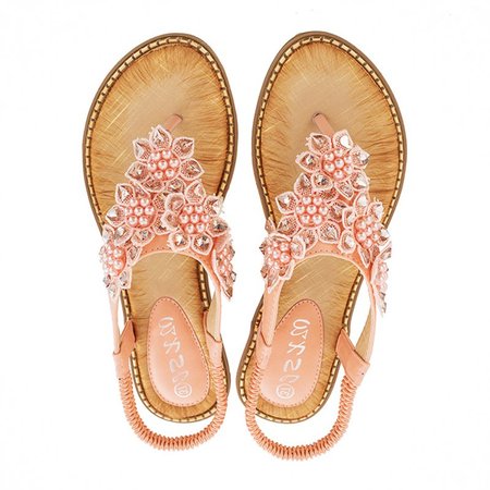 

Sandali Bohemian con Fiore e Strass, Rosa, Shoes
