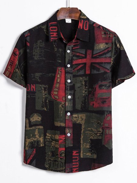 

Men's Casual Printed Geometric Shirts, As picture, Men's Top