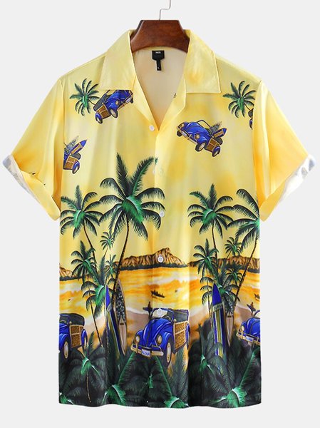 

Men's Yellow Floral Casual Printed Shirts, Men's Tops