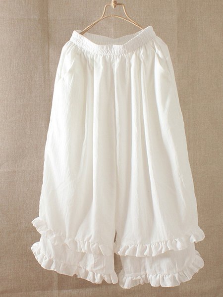 

Flounce Pants, White, Shorts