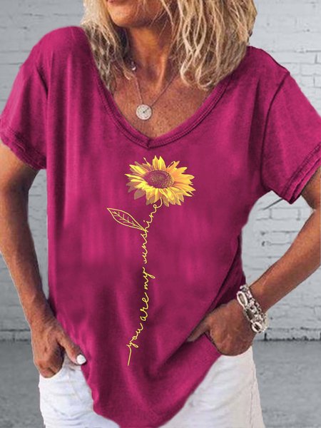 

T-Shirt Stampato Sexy di Misto Cotone, Rosa rosso, T-Shirts