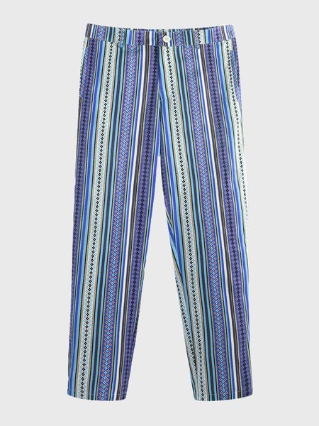 

Men's Casual Ethnic Printed Trousers, Blue, Bottom