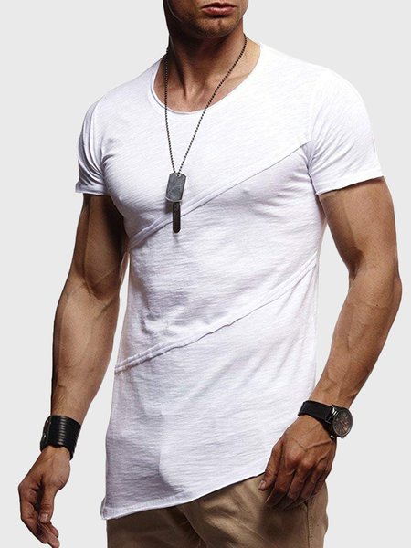 

T-Shirt Patchwork Elegante, Bianco, Men's Top