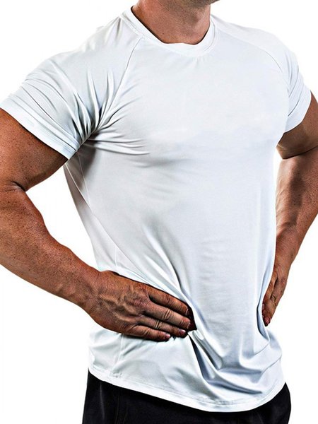 

Plain Crew Neck Shirts & Tops, White, Men's t-shirts
