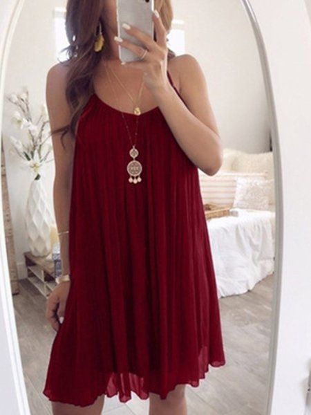 

Abito Bohemian Bretelline Sottili in Chiffone, Vino rosso, Dresses