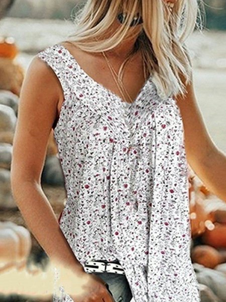 

V Neck T-shirt, White, Tanks & Camis