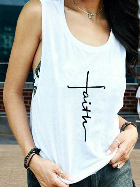 

Veste con Scollo a V Casuale Lettera Stampato, Bianco, Tops