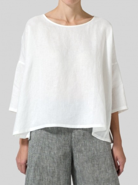 

Top Casuale a 3/4 Manica, Bianco, Tops