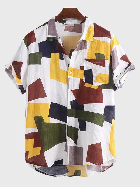 

Beach short sleeve men's print shirt, White, Men