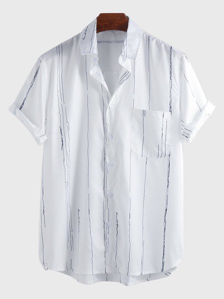 

Shirt Collar Asymmetric Stripes Shirts Printed, White, Shirts