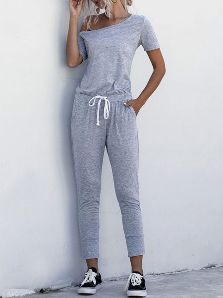 

Tasche Coulisse Dritto Casuale tuta, Grigio chiaro, Jumpsuits