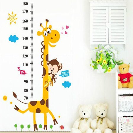 

Kids Cartoon Animals Giraffe Height Chart Wall Sticker, Home&Garden