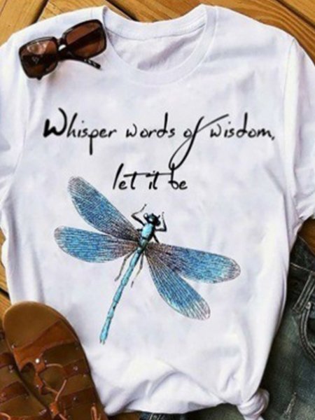 

Dragonfly Cotton-blend Short Sleeve Tee, White, Tees & T-shirts