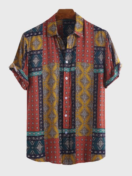 

Tribal Cotton Shirts & Tops, Red, Men's Floral shirt