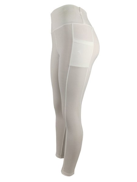

Yoga Pockets Solid Leggings Women Sports Crop Leggings, White, Leggings