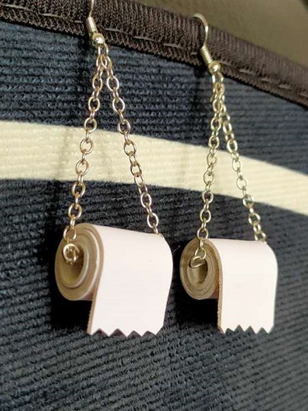

Trendy Mini Type Of Toilet Paper Pvc Earrings, As picture, Jewelry