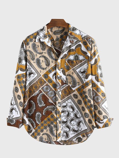 

Camicetta Stampata Tribale, Giallo, Men's Top