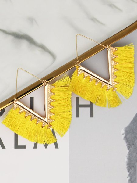 

Women Tassel Geometry Alloy Earrings, Yellow, Accessories
