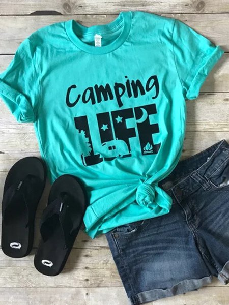 

As Picture Casual Short Sleeve Printed T-Shirt & Top, Tops