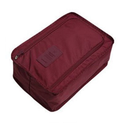 Waterproof foldable shoe box, Wine red, Storage Bags