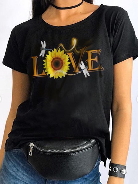 

Black Short Sleeve Casual T-shirt, Tops