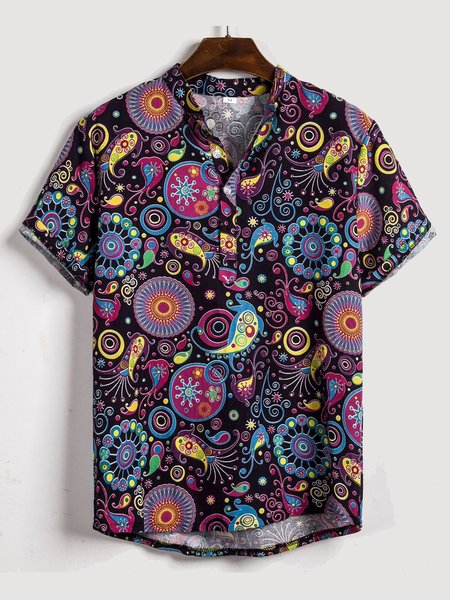 

Camicia Bohemian Geometrico, Nero, Men's Top