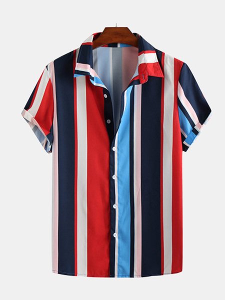 

Men's Printed Basic Shirts, Red, Short Sleeves Shirts