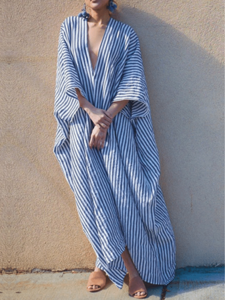 

Swing Vintage Loose Stripe Maxi Dress, Blue, Maxi Dresses