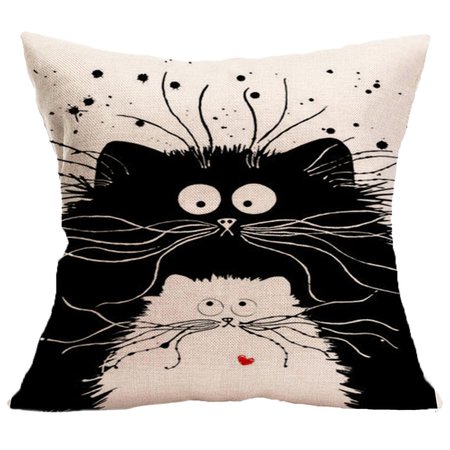 

Cat Printed Canvas Backrest Pillows, Home&Garden