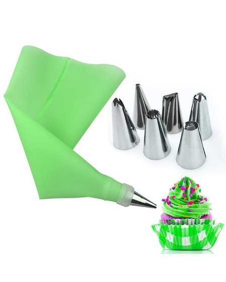 

6Pcs/Set Stainless Steel Pastry Nozzles for Cream with Pastry Bag, White, Home&Garden